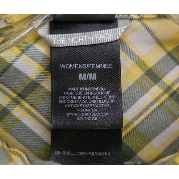 THE NORTH FACE Women's M Shirt Dandelion Yellow Plaid Button Up Zip Pocket 38" - Picture 4 of 12